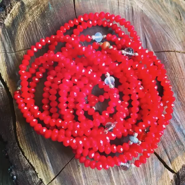 Pulsera roja te acompaño te protejo con cuarzo Paz Gabriel