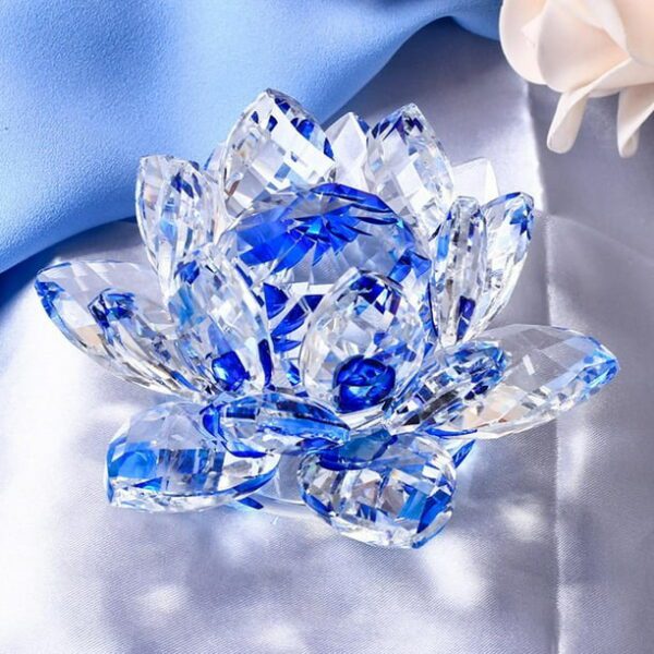 Flor de Loto Cristal Azul Grande | Protección y Sabiduría