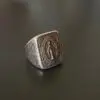 anillo la virgen artesanal con acabado envejecido